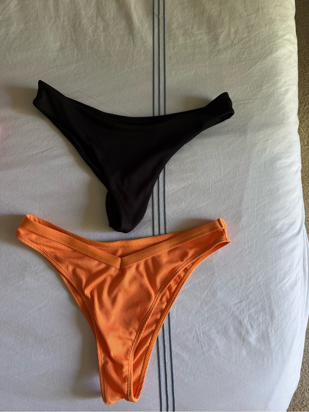 Ribbed Bikini Bottoms Duo - Black & Orange two bikini bottoms size small
